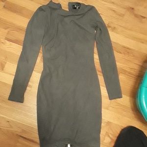 Grey suede zippered dress